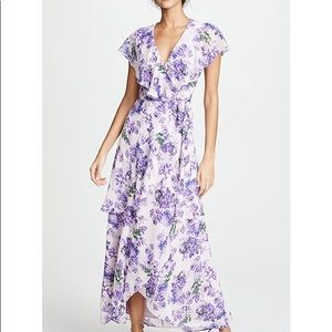WAYF Polermo Layered Lavender Maxi Wrap Dress Sz S